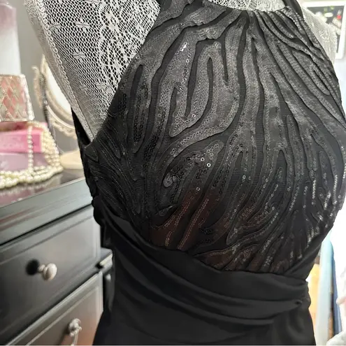 David Meister Black Sequin Bodice Cocktail Sheath Dress Size 6 (EUC)