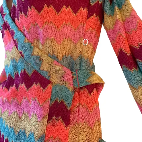 Rubber Ducky Neon Deep V-neck Chevron Wrap Dress Size M