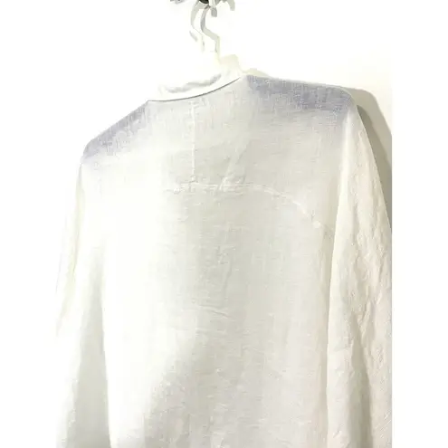 Tempo Paris Linen Top Made in Italy Dolman Sleeve Oversized White Size Large