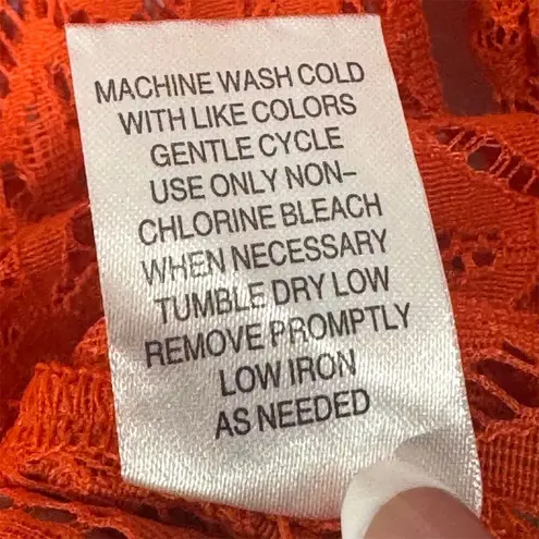 Rebecca Malone Orange Lace Cardigan Top M Cottagecore Boho Semi Sheer Coastal