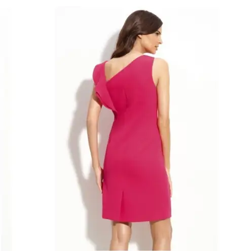 TERI JON Rickie Freeman Pink Crepe Side Ruffle MOB Cocktail Dress Size 4