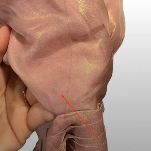 Mac Duggal Ieena High Low Ruffle Cutout Gown Rose Gold Iridescent 4