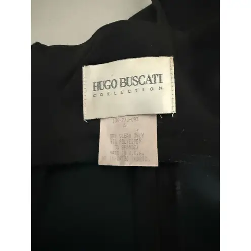 Vintage Vtg Hugo Buscati Y2K Black Satin Dragonfly Applique Short Mini Dress 6