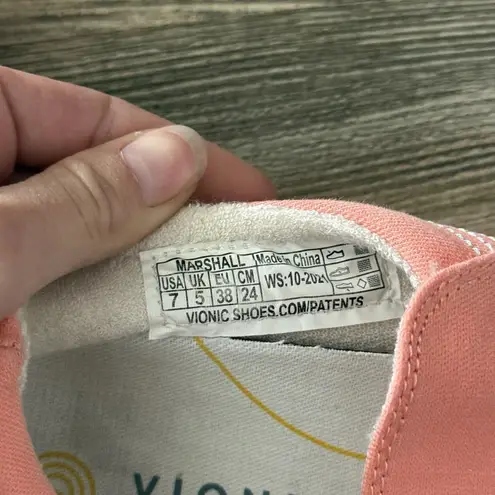 Vionic Beach Marshall Coral Pink Washable Canvas Slip-On Shoes Size 7