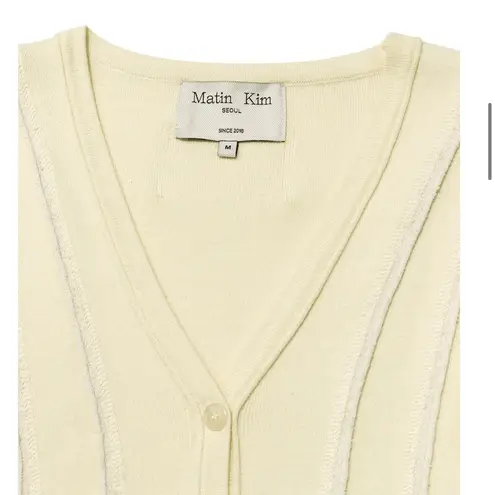 Matin Kim CUT LINE SLIM CARDIGAN IN LIME Size Medium NWT