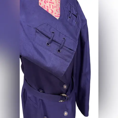 Vintage Otello Pelle Trench Coat Purple Double Breasted Oversized 80s Size 9/10