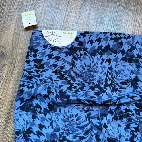 Aerie NWT Offline by  Real Me Xtra 7/8 Houndstooth Floral Patterned Blue Legging - Image 9