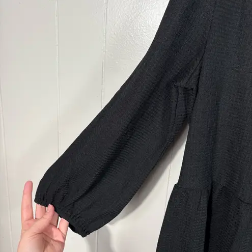 Sandra Darren Black Tiered V-Neck Lightweight Long Sleeve Dress Large L Minimal - Image 2