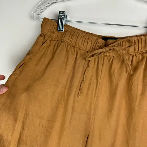 Tahari Womens 100% Linen Bermuda Shorts Sz Small Tan Relaxed Lagenlook