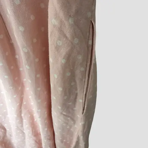 Gal Meets Glam Julia Dress Pink Polka Dot Off Shoulder Midi Size 14 Linen Blend