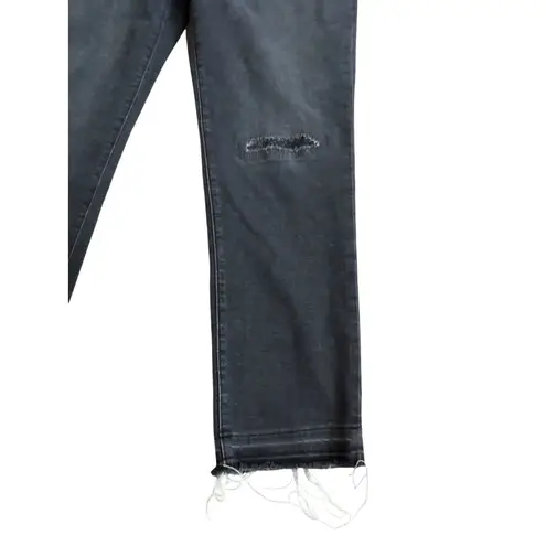 CHICOS Black Gray So Slimming Distressed Girlfriend Slim Leg Ankle Jeans Size US