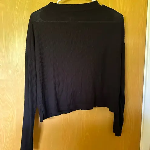 Black Mock Neck Knit Sweater Top Size M