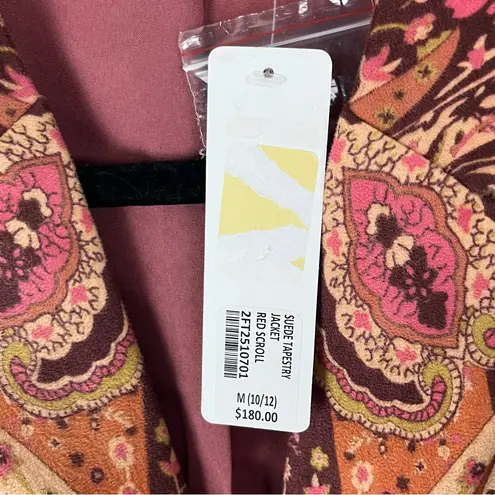 Soft Surroundings Suede Multicolored Long Sleeves Lined Tapestry Jacket Medium