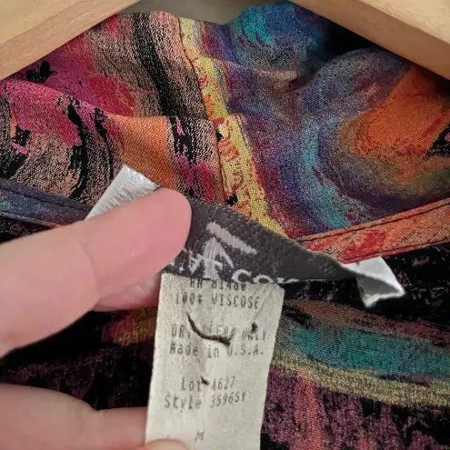 Vintage Casual Corner Abstract Drape Jacket M Boho 90s Art Print Viscose Pink Size M