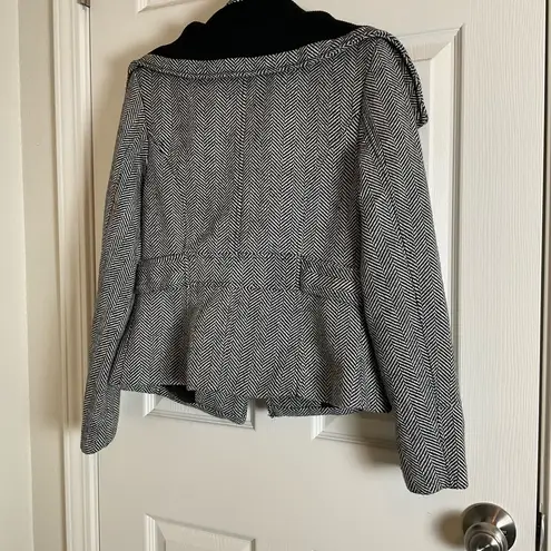 Last Kiss black and white herringbone pattern peacoat-style jacket size L