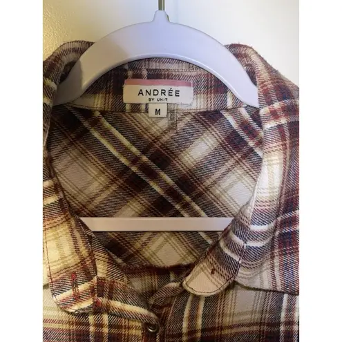 Andree by Unit Plaid Flannel Ombre Button Up Shirt Women’s Size Medium Boho - Image 3