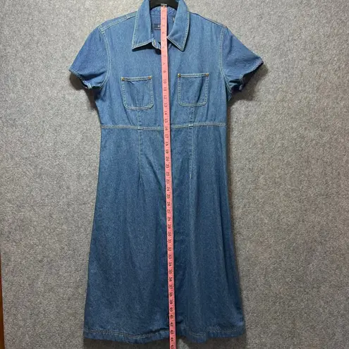 CRAZY HORSE Vintage Denim Button Front Dress Medium 100% Cotton Y2K Style