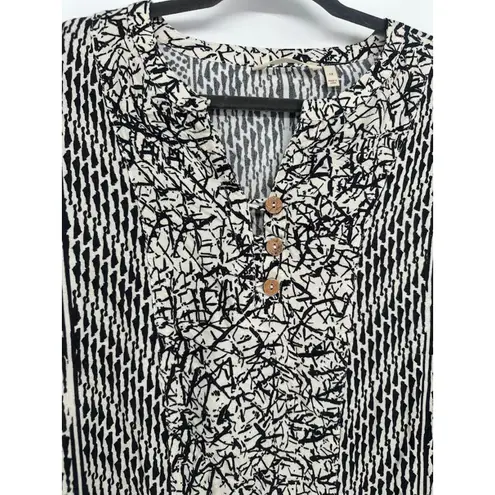 Soft Surroundings Raven Shift Dress Size 1X Rayon Raven Henley Button Abstract