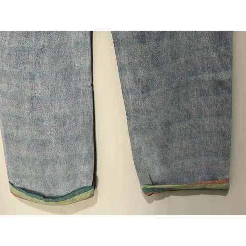 Shop Michella Women High Waisted Distressed Colorful Light Wash Denim Jeans Sz L Blue