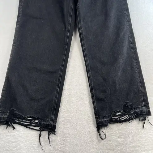 Vervet Sz 28 Wide Leg Jeans Olivia Black Sun High Rise Distressed Ripped Cropped