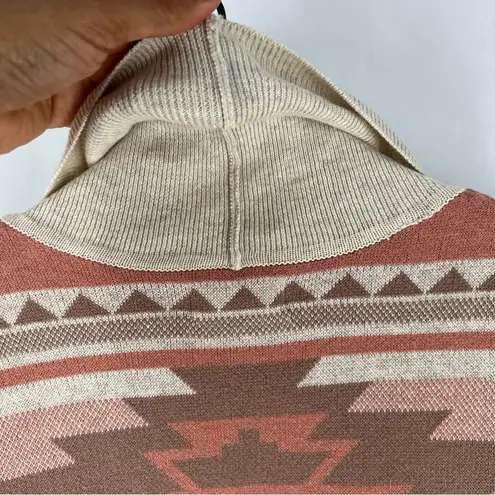 Yet Again Cotton Southwest Aztec Print Open Front Longline Cardigan Soft Neutral