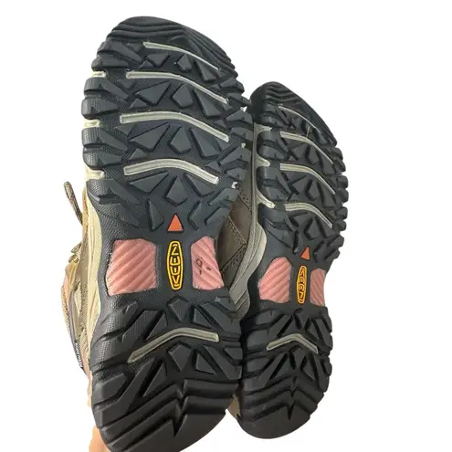 Keen Hiking Boots Women 8.5 Brown Pink Leather Gorpcore Outdoors Waterproof