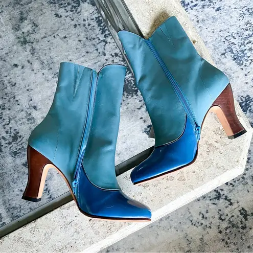 John Fluevog Boot Miracles Ascension Heeled Buttons Americana Teal Blue 9.5 GUC