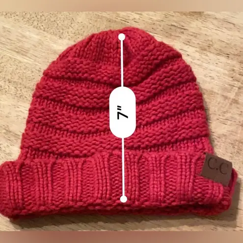 C.C Women’s OS 100% Acrylic Hot Pink Chunky Cable Knit Beanie