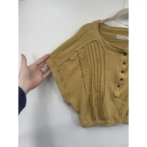 We The Free  People Roxy Cropped Tee Women Small Golden Palm Western Granolagirl