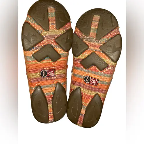 Tony Lama Women's Orange Striped Canvas Shoes 8B