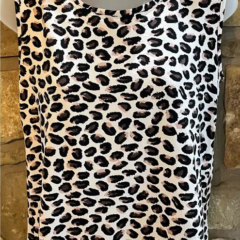 Cozy Couture Leopard Cheetah Print High Low Tank Top Shirt Women’s Medium Black