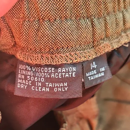 Kasper II for A.S.L. Blazer & Skirt Suit Set Plaid Brown 14