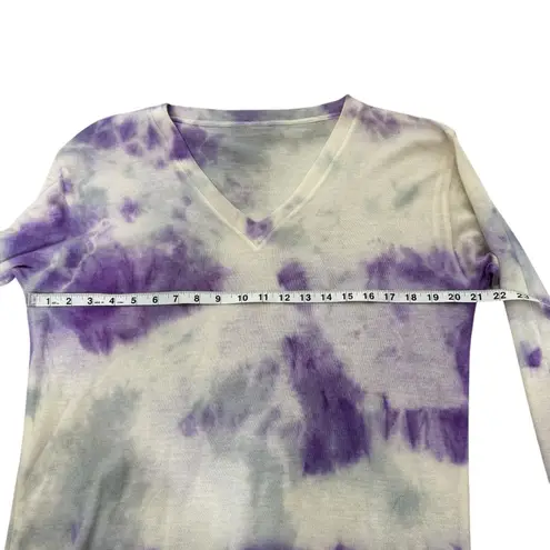 The Elder Statesman Cashmere Tie Dye Long Fit Sweater Top Purple Size M