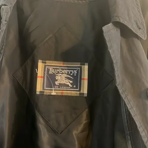 Burberry Vintage  Trench Coat Rain Car Coat Lined 14 XX-Long Black Zip out Liner