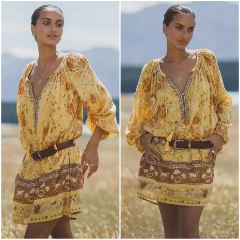 Spell & The Gypsy Mystic Tunic Dress Yellow Sunflower Boho Festival XS NWT