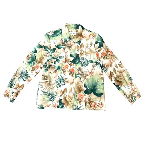 Alfred Dunner Size 12 Yellow Silk Blend Jacket Floral Trim Textured Lining