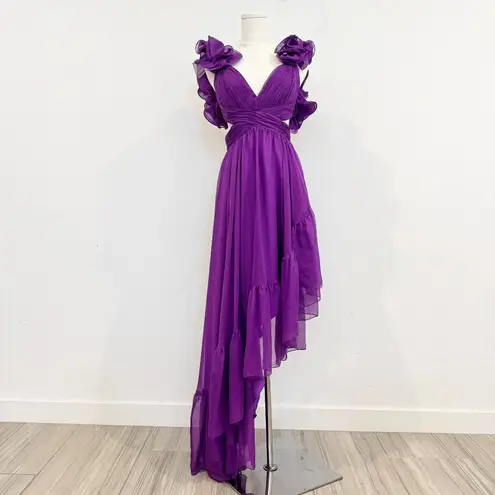 Mac Duggal 68641 Ruffle Tiered Cut Out Chiffon High Low Formal Pageant Gown 2