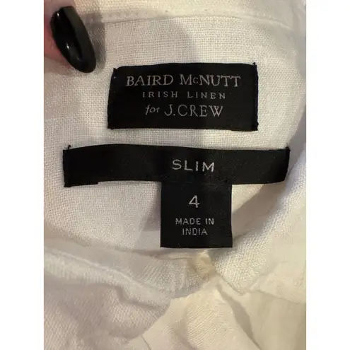 J Crew Shirt Women 4 White Baird McNutt Irish Linen Slim Fit Button Down Preppy