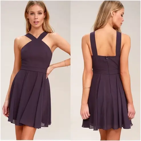 Lulus LULU’S Forevermore Dusty Purple Skater Dress