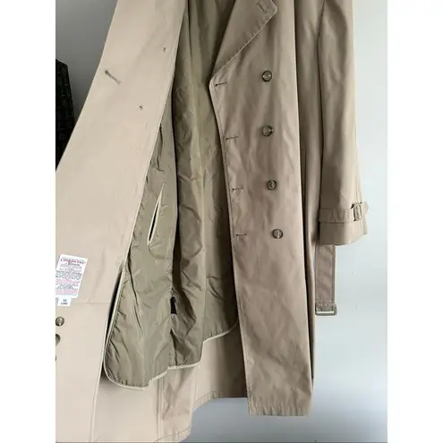 London Fog Vintage Long Trench Coat Button Tie Waist Tan Light Brown 42 Long