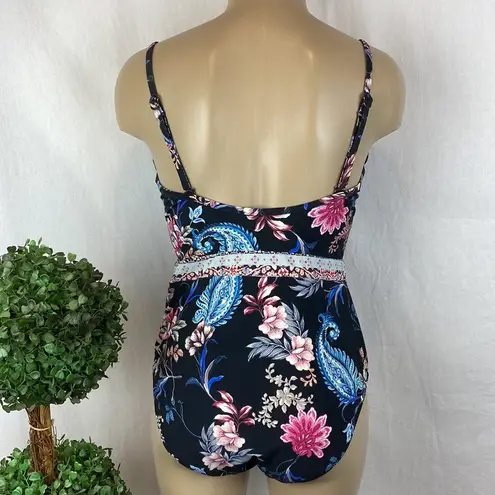 Seafolly Floral Black Print 1 Piece Swim Bathing Suit 8