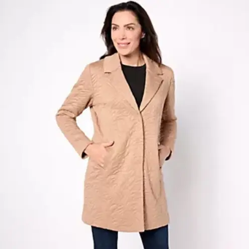 Susan Graver Regular Quilted Knit Notch Collar Fully Lined Jacket