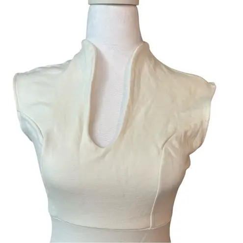 Glare White Sleeveless Sheath Midi Dress with Mock Neck small