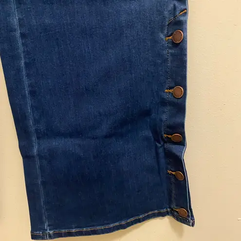 DG2 Diane Gilman Womens Dark Blue Wash Wide Snap Leg Denim Jeans 10T 30x34 NWT Size undefined