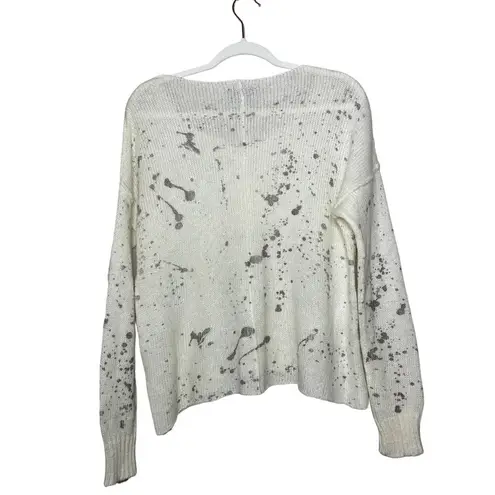 Wooden Ships  Splatter Pullover Sweater Cream Gray Mohair Wool Size Small Medium