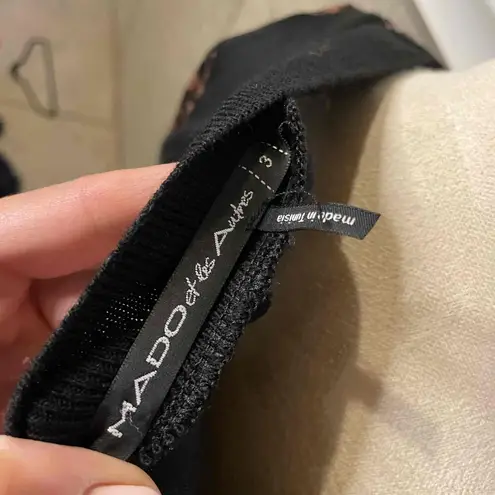 Mado Et Les Autres Patterned Long Sleeve Sweater Blouse Size 3 Black