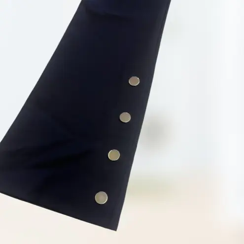 INC Black Flare Stretch Slacks Pants w/ Silver Buttons Women's Size 8