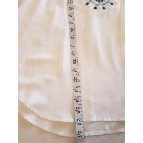 Three Pink Hearts Womens Blouse Sz XL Beaded Rhinestone Retro Hipster Boho Chic