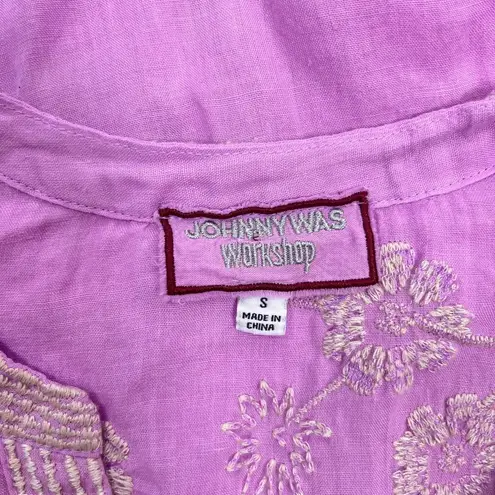 Johnny Was NWOT  Osiris Relaxed Embroidered Floral Ramie Top Shirt Blouse S