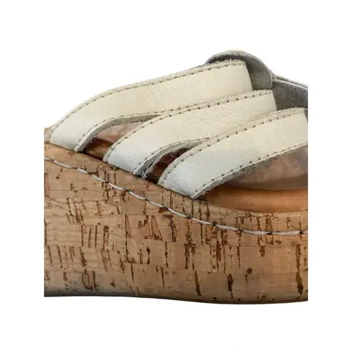 Born Miko Leather Flower Wedge Cork Sandals Platform Flip Flops Floral Summer Co Tan Size 9